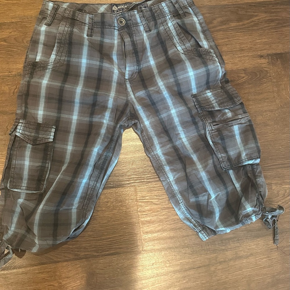 American Rag Blue and Gray Plaid Shorts 32
